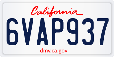 CA license plate 6VAP937