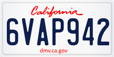 CA license plate 6VAP942