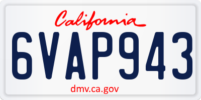 CA license plate 6VAP943