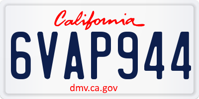 CA license plate 6VAP944