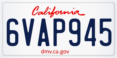CA license plate 6VAP945