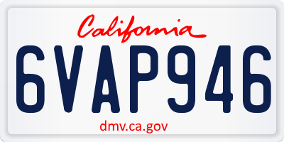 CA license plate 6VAP946