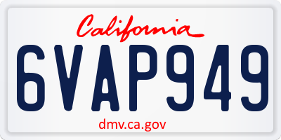 CA license plate 6VAP949