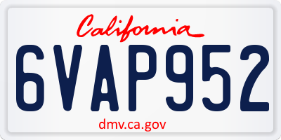 CA license plate 6VAP952