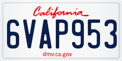CA license plate 6VAP953