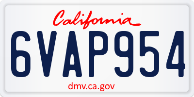 CA license plate 6VAP954