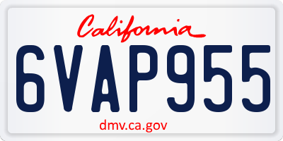CA license plate 6VAP955