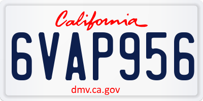 CA license plate 6VAP956