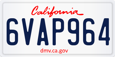 CA license plate 6VAP964