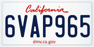 CA license plate 6VAP965