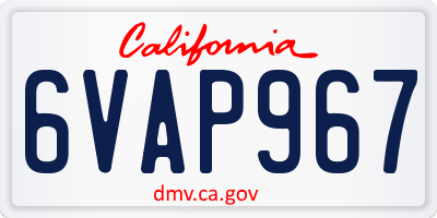 CA license plate 6VAP967