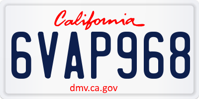 CA license plate 6VAP968