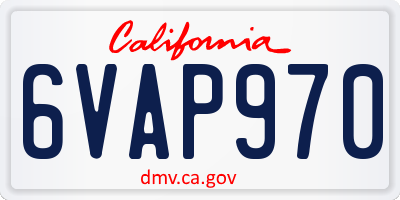 CA license plate 6VAP970