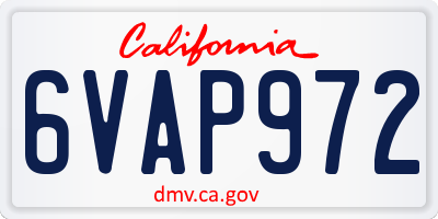 CA license plate 6VAP972
