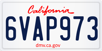 CA license plate 6VAP973