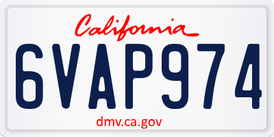 CA license plate 6VAP974