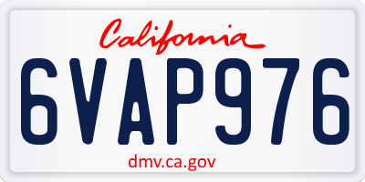 CA license plate 6VAP976