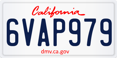 CA license plate 6VAP979