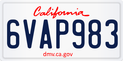 CA license plate 6VAP983