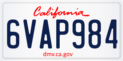 CA license plate 6VAP984