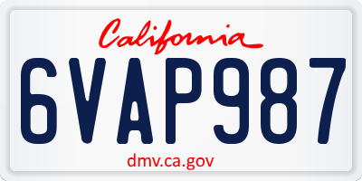 CA license plate 6VAP987