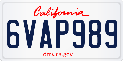 CA license plate 6VAP989
