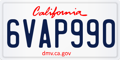 CA license plate 6VAP990