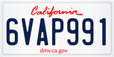 CA license plate 6VAP991