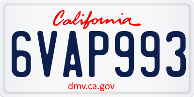 CA license plate 6VAP993
