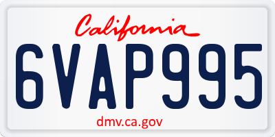 CA license plate 6VAP995