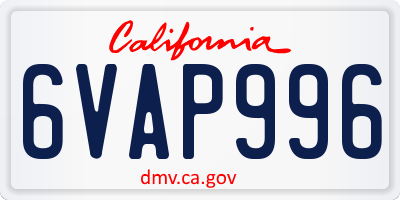CA license plate 6VAP996