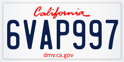 CA license plate 6VAP997