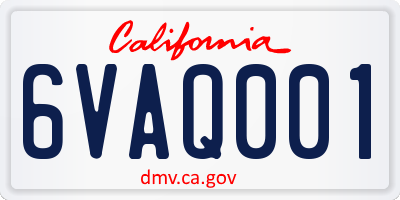 CA license plate 6VAQ001