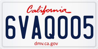 CA license plate 6VAQ005