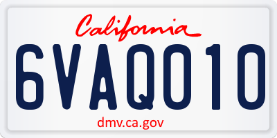 CA license plate 6VAQ010