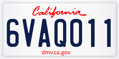 CA license plate 6VAQ011