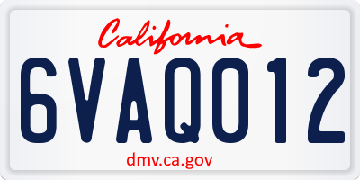 CA license plate 6VAQ012