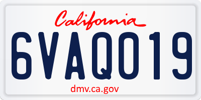 CA license plate 6VAQ019