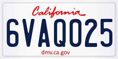 CA license plate 6VAQ025