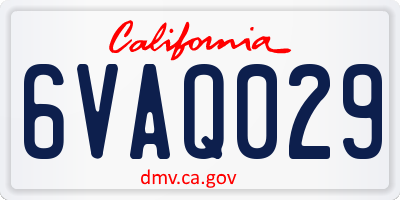CA license plate 6VAQ029