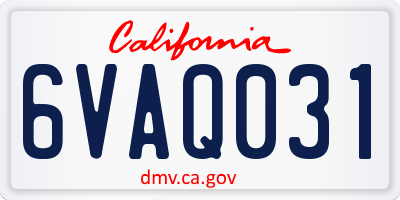 CA license plate 6VAQ031