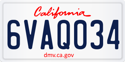 CA license plate 6VAQ034