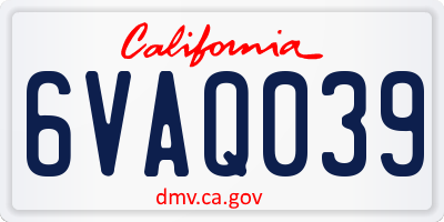 CA license plate 6VAQ039