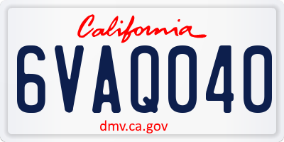CA license plate 6VAQ040