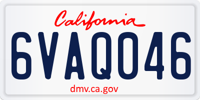 CA license plate 6VAQ046