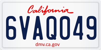 CA license plate 6VAQ049