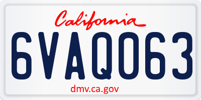 CA license plate 6VAQ063