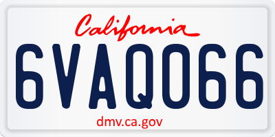 CA license plate 6VAQ066