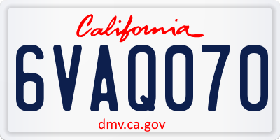 CA license plate 6VAQ070