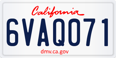CA license plate 6VAQ071